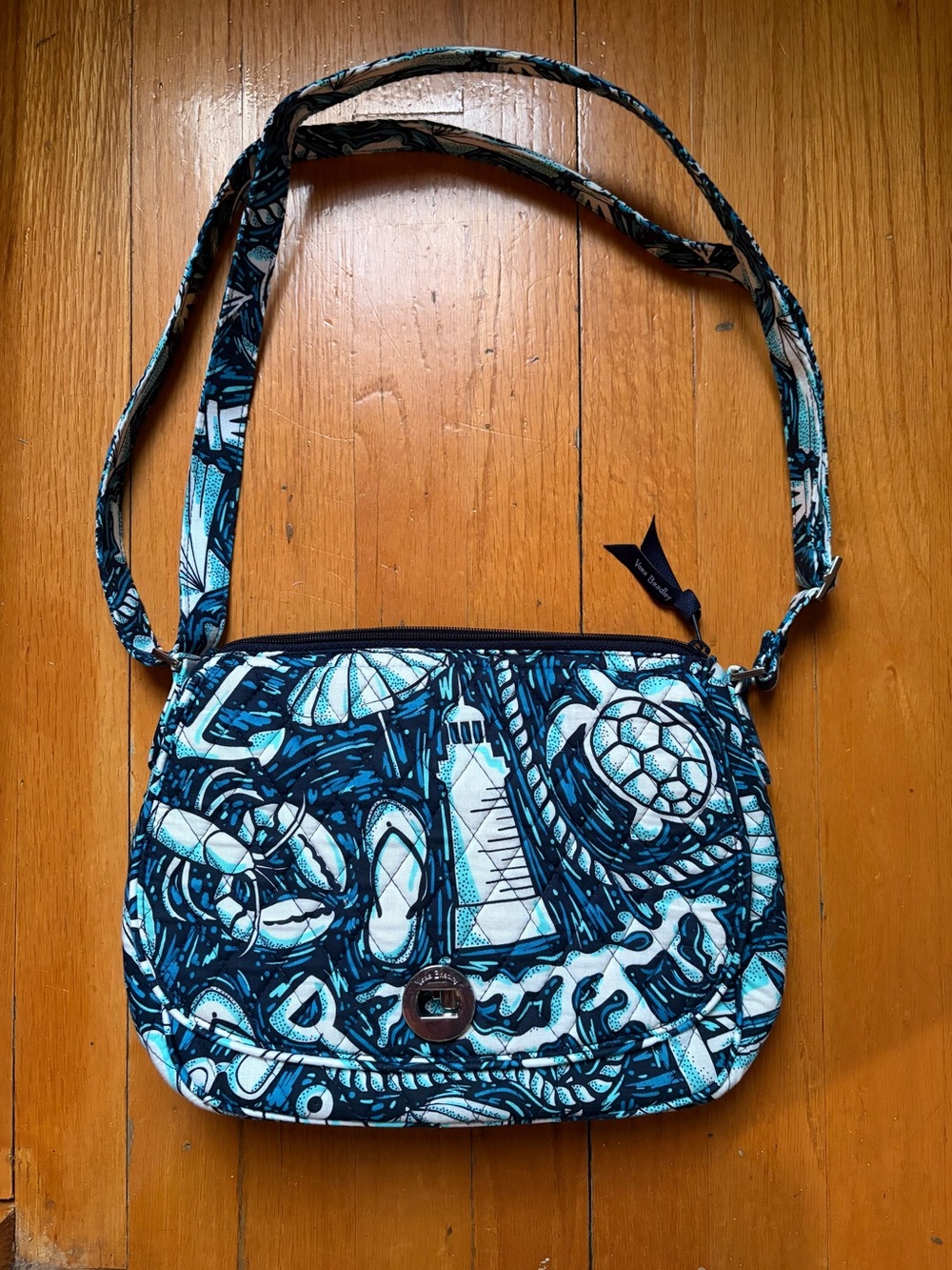 Vera Bradley Teal and White Nautical Quilted Crossbody